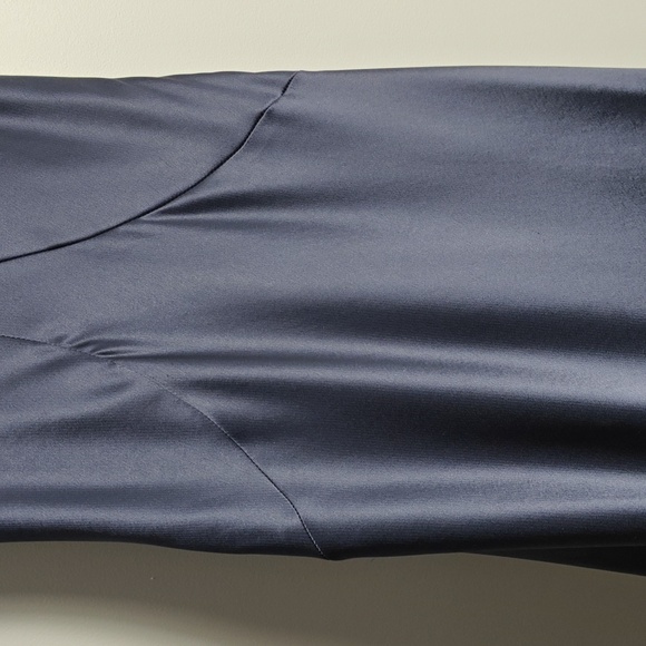 ABS Allen Schwartz Blue Formal Long  Silk Dress Gown w/ Built in Bra Size 4 - Picture 4 of 16